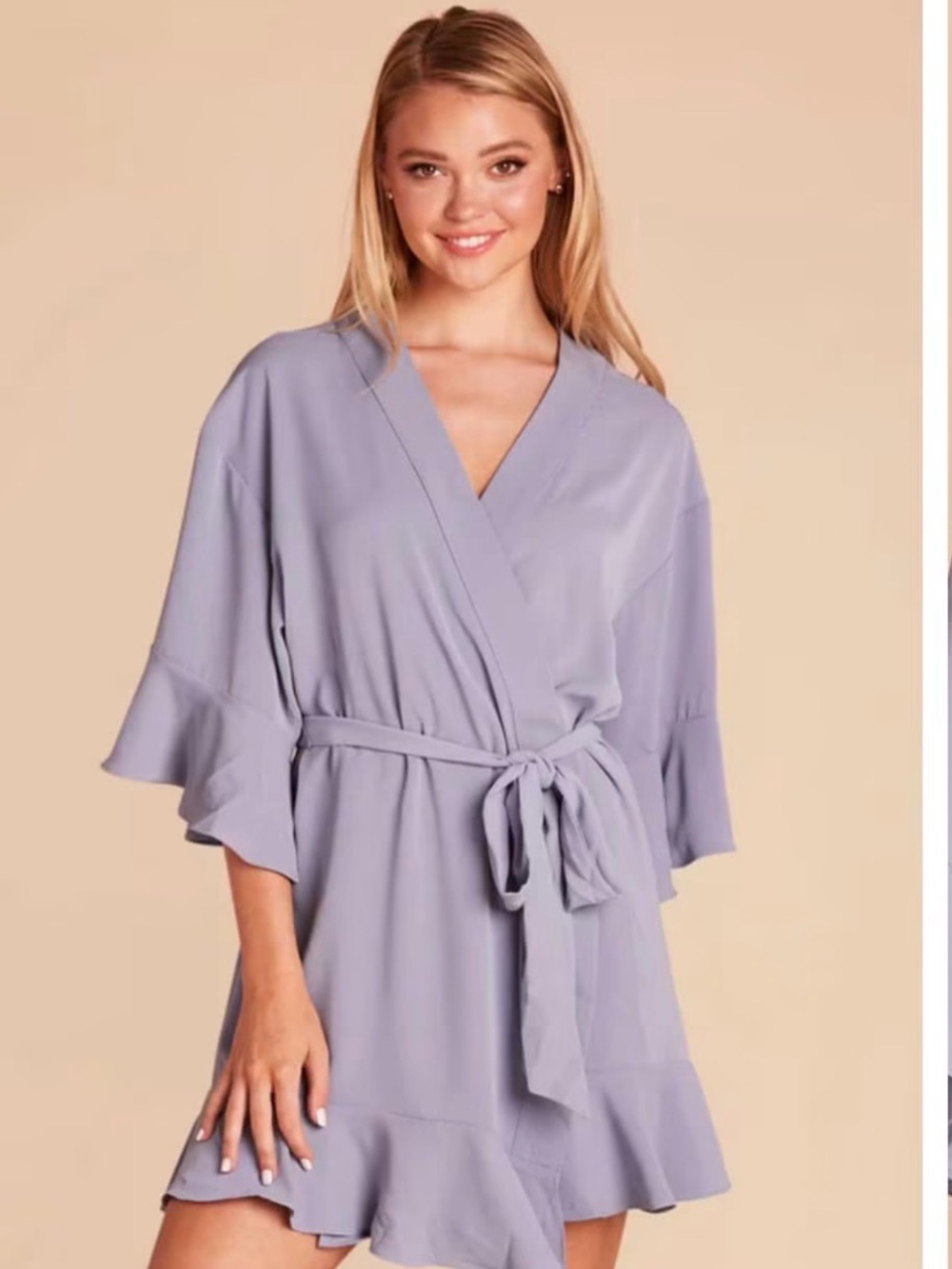 * MULTIPLE* Lavender Wrap Robes with Tie Waist and Ruffle Hem (x4 S & x1M)